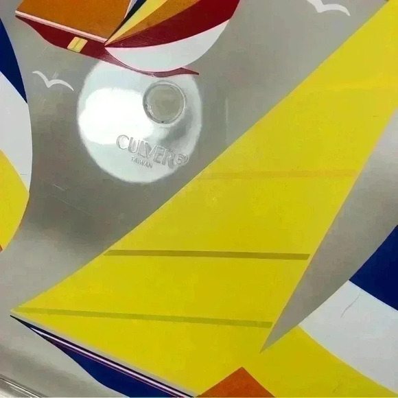 Vintage Culver ServeMates clear acrylic serving tray with sailboats and seagulls - Picture 6 of 6